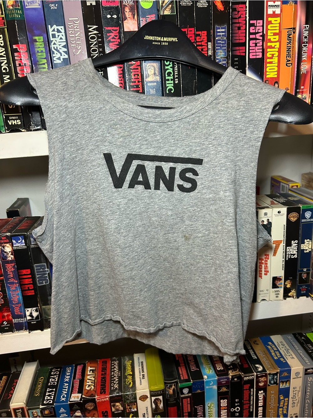 Vans Gray Cropped Logo Tank Top